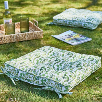 Dibor Set Of 4 Green Square Summer Outdoor Garden Chair Seat Pad Cushions - image 1