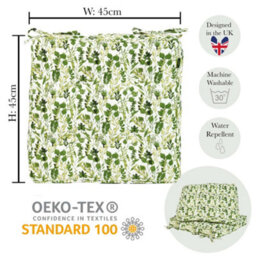 Dibor Set Of 4 Green Square Summer Outdoor Garden Chair Seat Pad Cushions - thumbnail 5