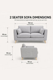 Loft Home Aria Classic Light Grey 2 Seater Fabric Sofa - thumbnail 3
