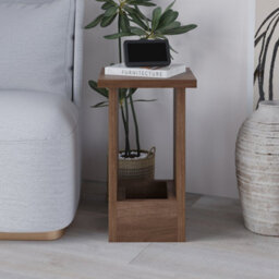 Decortie Tasos Modern Slim Side End Coffee Table 30Cm Particle Board Legs Natural Walnut Effect Living Room H 50.5Cm - thumbnail 5