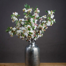 Wyld Haus Set Of 3 Artificial English Blossom Branches 90Cm White-Pink Flowers With Green Leaves - thumbnail 4