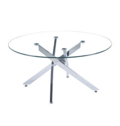 Hallowood Furniture Cullompton Round Glass Coffee Table With 4 Crossed Chrome Legs - thumbnail 8