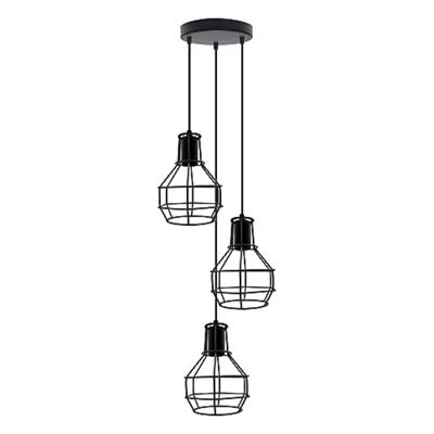 Industrial 3-Light Pendant Light, Flush Mount Ceiling Light Fixture With Black Metal Vintage Hanging Pendant Lighting - image 1