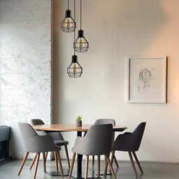Industrial 3-Light Pendant Light, Flush Mount Ceiling Light Fixture With Black Metal Vintage Hanging Pendant Lighting - thumbnail 7