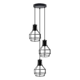 Industrial 3-Light Pendant Light, Flush Mount Ceiling Light Fixture With Black Metal Vintage Hanging Pendant Lighting - thumbnail 1