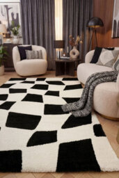 The Rugs Joli Black And White Chequered Rug Soft Dense Pile Easy To Clean And Pet Friendly For Living Rooms And Bedrooms - thumbnail 4