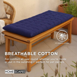 Homescapes Outdoor Bench Cushion Navy, 2 Seater Garden Seat Pad Cushion 108Cm Wide For Furniture, Kitchen, Dining & Indoor - thumbnail 5