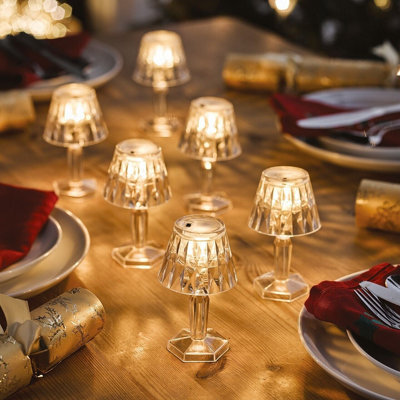 My Smart Buy 6 X Mini Table Lamps - Battery Powered Portable Diamond Effect Faceted Home Lights For Dining Or Side Tables - Each H11.5 X 7Cm - image 1