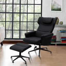 Darphe Faux Leather Swivel Armchair With Footstool - thumbnail 1