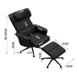 Darphe Faux Leather Swivel Armchair With Footstool - thumbnail 5