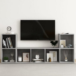 Berkfield Classic 3 Piece Tv Cabinet Set Concrete Grey Engineered Wood - thumbnail 2