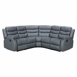 SquareBoxx Roma 5 Seater Leather Recliner Corner Sofa Set Grey - thumbnail 2