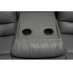 SquareBoxx Roma 5 Seater Leather Recliner Corner Sofa Set Grey - thumbnail 6