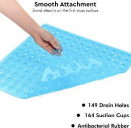 Anti Slip Square Shower Mat 53 X 53Cm Bath Mat With Suction Cup And Drain Hole, Antibacterial Mildew-Resistant Machine Washable - thumbnail 4