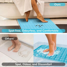 Anti Slip Square Shower Mat 53 X 53Cm Bath Mat With Suction Cup And Drain Hole, Antibacterial Mildew-Resistant Machine Washable - thumbnail 6