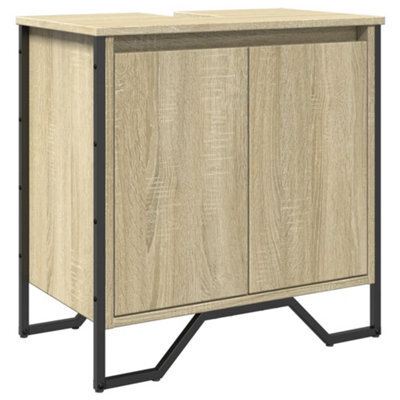 Berkfield Smooth Bathroom Sink Cabinet Sonoma Oak 60X35X60 Cm Engineered Wood