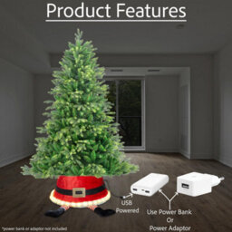 Shatchi 22Inch Led Christmas Tree Skirt Light Up Santa Style Tree Stand Cover For Tree Decorations - thumbnail 3