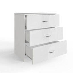 Fwstyle Chilton 3 Drawer White Gloss Chest Of Drawers (H) 68.5 (W) 60 (D) 40Cm - thumbnail 3