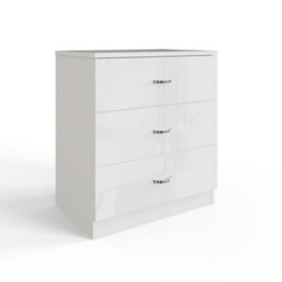 Fwstyle Chilton 3 Drawer White Gloss Chest Of Drawers (H) 68.5 (W) 60 (D) 40Cm - thumbnail 6