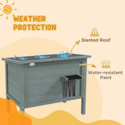 Pawhut Outdoor Feral Cat House Insulated W/ Openable Roof - Charcoal Grey - thumbnail 6