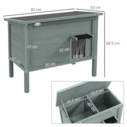 Pawhut Outdoor Feral Cat House Insulated W/ Openable Roof - Charcoal Grey - thumbnail 3