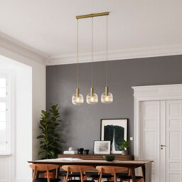 GoodHome Lybia Satin Brass Effect 3 Lamp Led Pendant Ceiling Light, (Dia)740mm
