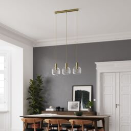 GoodHome Lybia Satin Brass Effect 3 Lamp Led Pendant Ceiling Light, (Dia)740mm - thumbnail 6