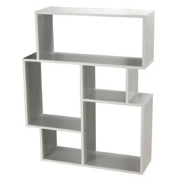 Urbn-Living Urbnliving Height 100Cm 5 Section Modern Side Display Unit Colour White Wooden Bookcase Furniture Bedroom Cubed - thumbnail 3
