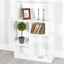 Urbn-Living Urbnliving Height 100Cm 5 Section Modern Side Display Unit Colour White Wooden Bookcase Furniture Bedroom Cubed - thumbnail 2