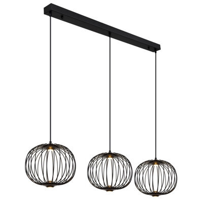 Luminosa Lighting Luminosa Galway Bar Pendant Ceiling Light Matt Black 3X Led 3000K - image 1