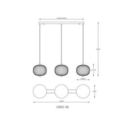 Luminosa Lighting Luminosa Galway Bar Pendant Ceiling Light Matt Black 3X Led 3000K - thumbnail 6