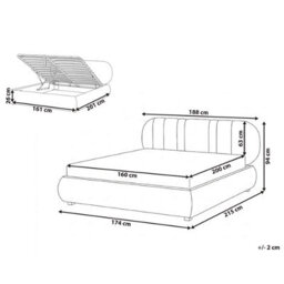 Beliani Ottoman Bed Fabric Campan 160 X 200 Cm (Eu King Size) Taupe - thumbnail 3