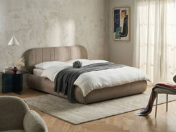 Beliani Ottoman Bed Fabric Campan 160 X 200 Cm (Eu King Size) Taupe - thumbnail 2