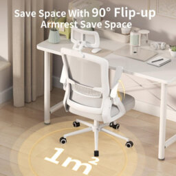 Onemill Ergonomic Office Chair With 90 Degrees Flip-Up Armrest And Lumbar Support For Home/office-Grey - thumbnail 5
