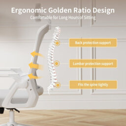 Onemill Ergonomic Office Chair With 90 Degrees Flip-Up Armrest And Lumbar Support For Home/office-Grey - thumbnail 6