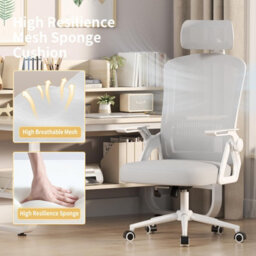 Onemill Ergonomic Office Chair With 90 Degrees Flip-Up Armrest And Lumbar Support For Home/office-Grey - thumbnail 3