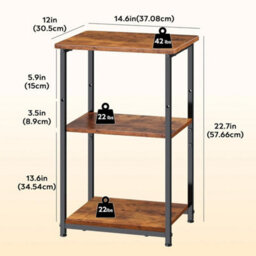 3 Tier Side End Table W/ Storage Shelf Bedside Table Bedroom Living Room Office - thumbnail 2