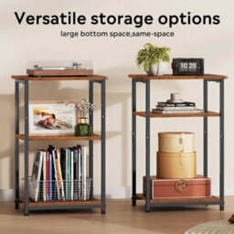 3 Tier Side End Table W/ Storage Shelf Bedside Table Bedroom Living Room Office - thumbnail 3
