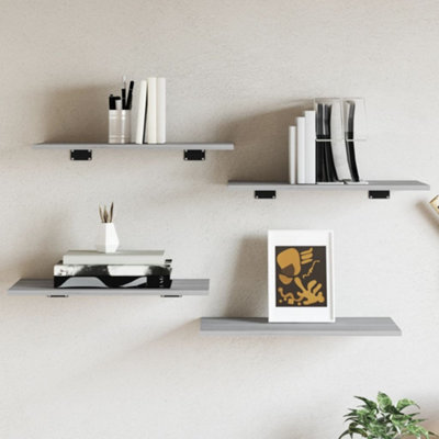 Berkfield Wall Shelves 4 Pcs Grey Sonoma 60X30X1.5 Cm Engineered Wood - image 1