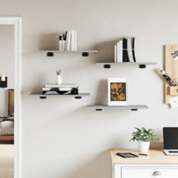 Berkfield Wall Shelves 4 Pcs Grey Sonoma 60X30X1.5 Cm Engineered Wood - thumbnail 3