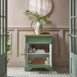 Homestylestore Pastel Green And Oak 645mm Bathroom Vanity Unit And Brushed Copper T Bar Handles - thumbnail 2