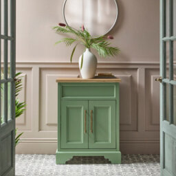 Homestylestore Pastel Green And Oak 645mm Bathroom Vanity Unit And Brushed Copper T Bar Handles - thumbnail 4