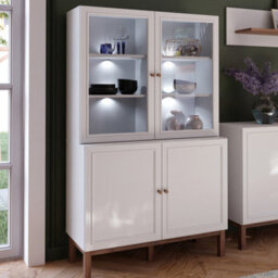 Furniture To Go Wensley Display Cabinet With 2 Doors And 2 Glass Doors In Light Grey And Oak Inc Led Lighting - thumbnail 7