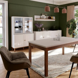 Furniture To Go Wensley Display Cabinet With 2 Doors And 2 Glass Doors In Light Grey And Oak Inc Led Lighting - thumbnail 5