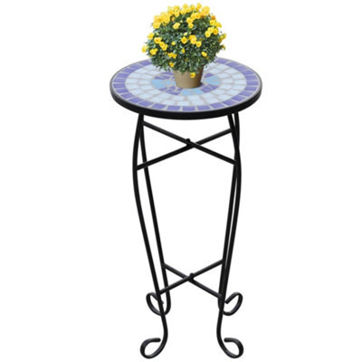 Vidaxl Mosaic Side Table Plant Table Blue White - image 1