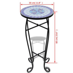 Vidaxl Mosaic Side Table Plant Table Blue White - thumbnail 5