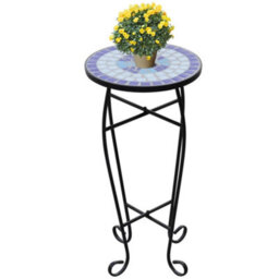 Vidaxl Mosaic Side Table Plant Table Blue White - thumbnail 1