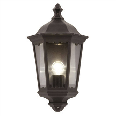 Luminosa Lighting Luminosa Burford 1 Light Outdoor Wall Lantern Matt Black Paint, Glass Ip44, E27