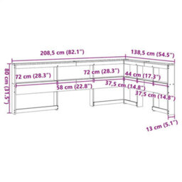 Berkfield Bookcase Headboard L-Shaped White 120 Cm Solid Wood Pine - thumbnail 9