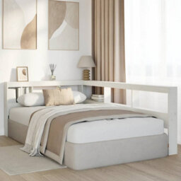 Berkfield Bookcase Headboard L-Shaped White 120 Cm Solid Wood Pine - thumbnail 3